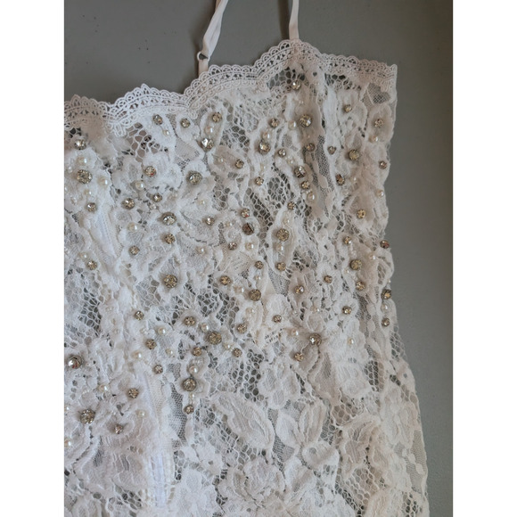 NWD Hemant & Nandita Embellished Sheer Lace Midi Dress Size M Ivory #NB461 - Picture 9 of 14